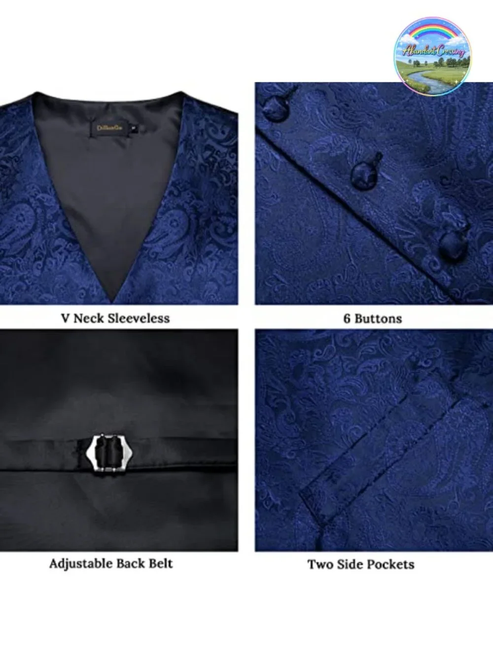 Mens Silk Paisley Vest & Necktie Set 6pc Pre-tied Bow Tie Formal Waistcoat